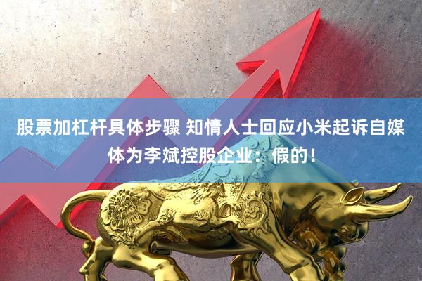 股票加杠杆具体步骤 知情人士回应小米起诉自媒体为李斌控股企业：假的！